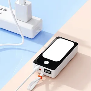 Fast charger Mini Powerbank with digital  LED Usb Tpye-C Display Digital  Built In Cable Portable 10000Mah Power Bank