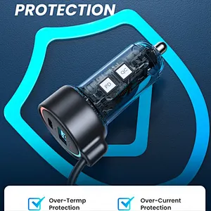 2024 hot sale multifunction 3 In 1 Fast C Car Charger With Retractable Usb Cable portable car charger