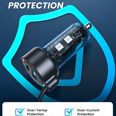 2024 hot sale multifunction 3 In 1 Fast C Car Charger With Retractable Usb Cable portable car charger