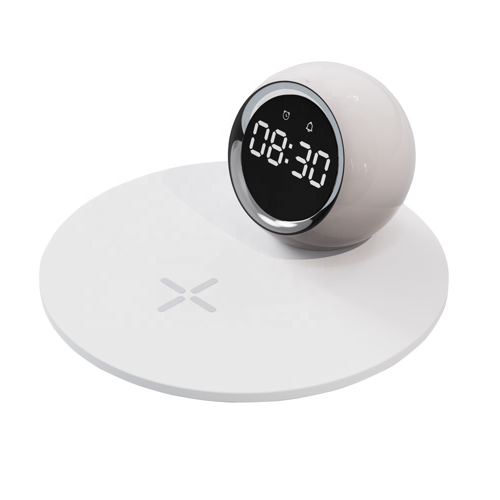 JEDI 2023 Best Seller 15W Led Adjustable Table Lamp Wireless Charger With Alarm Clock Phone Charging