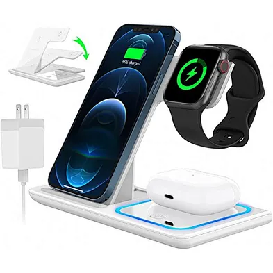 15W Fast Charger 3 in 1 Wireless Charging Station Dock for 13 12 11 Pro XS XR X SE 8 8 Plus  Watch