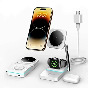 JEDI New Arrival 3in1 Foldable Magnetic Charge Station 15w Qi Three Fold Phone Wireless Charger Customized