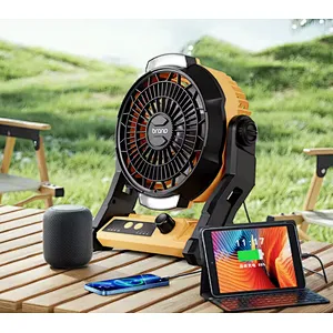 2024 Portable Led Camping Lantern Fan Factory Hot Sale 18 Leds Tent Lighting Combo Flashlight Ceiling Fan 2 in 1 Fan Light