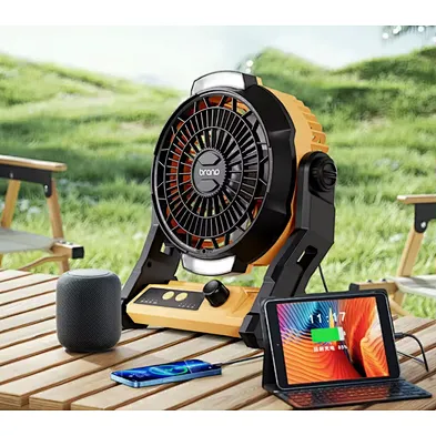 2024 Portable Led Camping Lantern Fan Factory Hot Sale 18 Leds Tent Lighting Combo Flashlight Ceiling Fan 2 in 1 Fan Light