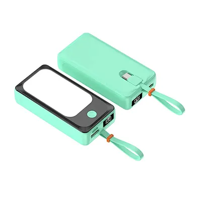 Fast charger Mini Powerbank with digital  LED Usb Tpye-C Display Digital  Built In Cable Portable 10000Mah Power Bank