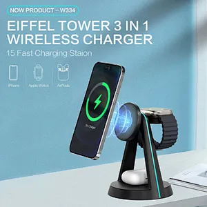 3 In 1 Charging Phone Holder Magnetic 3 In 1 Wireless Charger Stand with night light