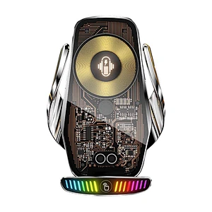 Phone Holder with RGB light Stand 15W Fast Charging Car Wireless Charger PD Wireless Car Phone Charger
