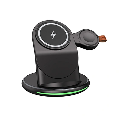 2024 NEW design 3 in 1 multifunction high quality Qi 15W Magnetic Dock Stand 3 In 1 Wireless Charger Station
