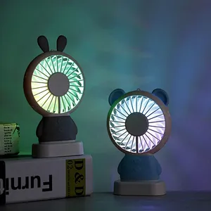 2022 hot sale Animal style handy Desktop electric Desk Hand Fan CA2244 with USB Cute Mini Luminous  Portable Air Cooler mini Fan