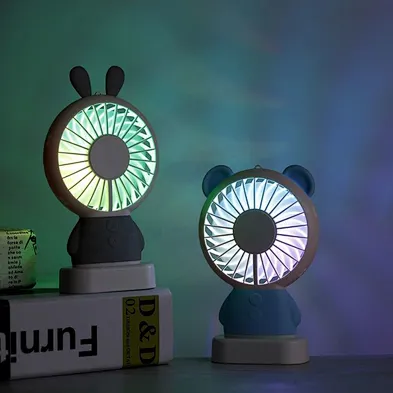 2022 hot sale Animal style handy Desktop electric Desk Hand Fan CA2244 with USB Cute Mini Luminous  Portable Air Cooler mini Fan
