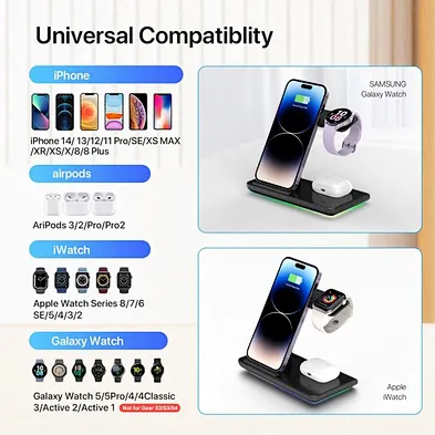 2024 multifunction 3 In 1 Magnetic 20W Charger  3-In-1 15W Foldable Wireless Fast Charger
