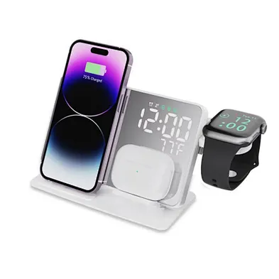 2024 new desgin wireless charger for phoneWireless Charger 4 In 1 With Digital Alarm Clock