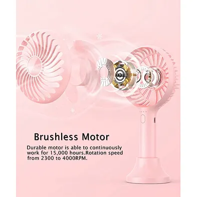 Handheld Fan, Portable Hand Fan with USB Rechargeable Battery, Base Travel Small  Personal Desk Desk Fan for Women Kids