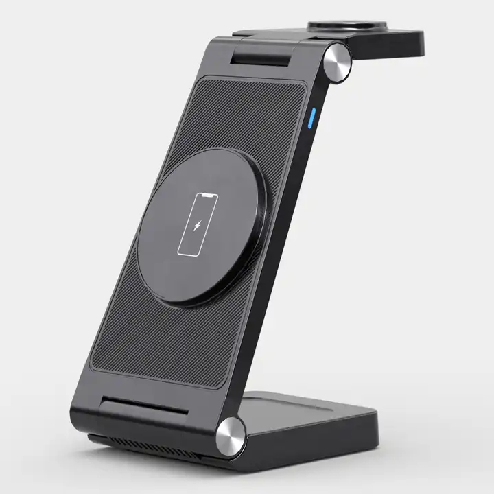 Portable Desk Charging Station Stand Magnetic Wireless Charger Foldable 3 In 1 Wireless With OEM H104