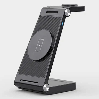 Portable Desk Charging Station Stand Magnetic Wireless Charger Foldable 3 In 1 Wireless With OEM H104