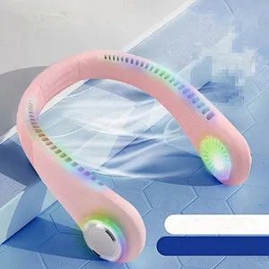2024 multifunction Portable Cooling Neck Fan Led Display with summer
