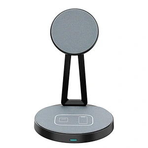 2-in-1 Desktop Magnetic Wireless Charging Station Dock For Fabric 15w Fast Wireless Charger Stand For mobile phone