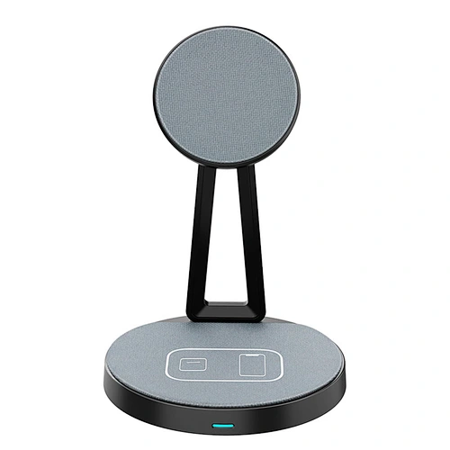 2-in-1 Desktop Magnetic Wireless Charging Station Dock For Fabric 15w Fast Wireless Charger Stand For mobile phone
