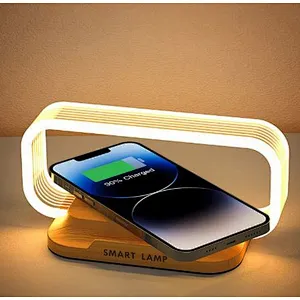 2024 hot sale Table Night Bed Side Lamp With Led Light Fast Charging Wireless Charger with wood wireless charger