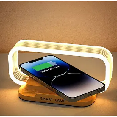 2024 hot sale Table Night Bed Side Lamp With Led Light Fast Charging Wireless Charger with wood wireless charger