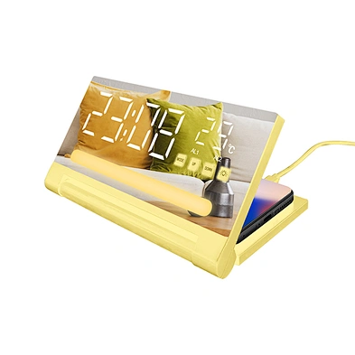 3 in 1 wireless charger alarm clock with led light