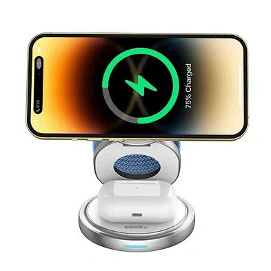 High Quality 15W Fast Charing Dock Magnetic Foldable 3 In 1 Wireless Charger With Logo Printing H120