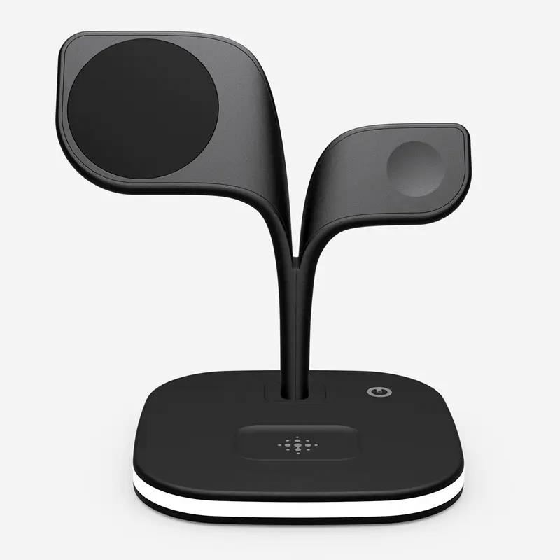 2024 unique design with night light Station Magnetic Wireless Charging Stand 3 In 1 Wireless Charger For phone