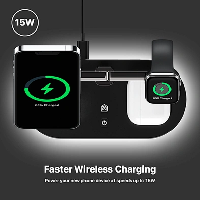 4 in 1 table lamp wireless charger led desk lamp light with wireless charger for smart phone earphone and smart watch UD23