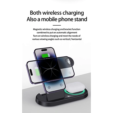 Magnetic Fast Charger 15W 3 In 1 Foldable Wireless Charging Charger With Logo Printing H148