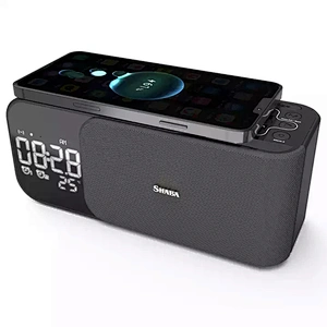 JEDI WD500 FM Radio TF Card Aux In Table Phone 10W Alarm Clock Wireless Charger Speaker With Night Light