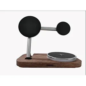 15W Magnetic Portable Fast Holder 3 In 1 Multifunction Qi Foldable Stand High Quality Material phone Wooden Wireless Charger