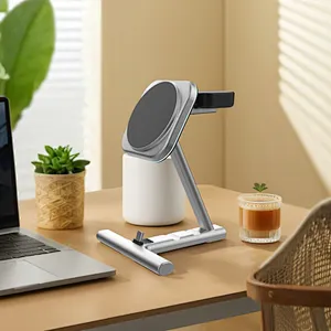 15W Multi-Functional Dock Stand Station Fast Mobile Phone Qi Magnetic Wireless Charger For phone
