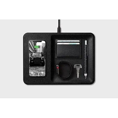 Leather wireless charginging tray for multiple devices 15W Qi accessories tray and charger wireless charger tray