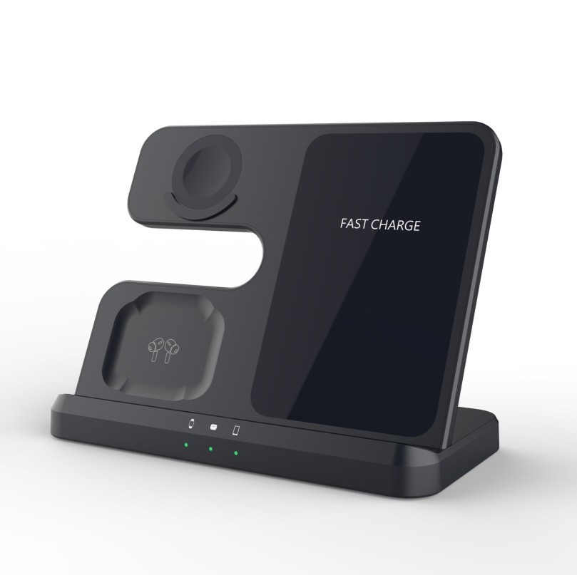 3 In 1 Stand Pad For phoneDesk Docking Qi Quick Charger 15W Wireless Fast Charger