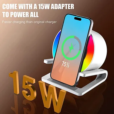 Speaker Light Stand With Phone Rgb Night Stereo Bt Qi 15W Fast Charge Multifunction High Quality Wireless Charger