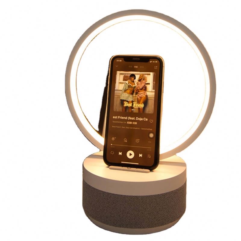 Trending Table Lamp 3 In 1 With Led Lamp Clock Wireless Charger voice control smart wireless phone charger