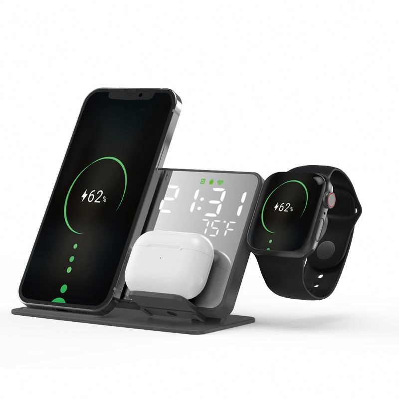 2024 new desgin wireless charger for phoneWireless Charger 4 In 1 With Digital Alarm Clock