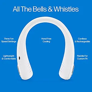 Personal Summer Portable Wearable Charging Design With Three Speed Neck Fan Air Cooler Hands-Free Wearable Design