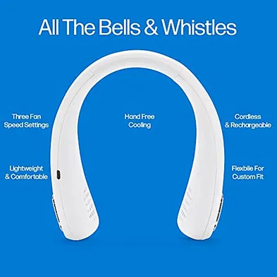 Personal Summer Portable Wearable Charging Design With Three Speed Neck Fan Air Cooler Hands-Free Wearable Design