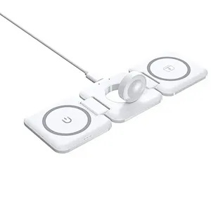 Thin Slim Mini Magnetic Wireless Charger Power 3 in 1 Foldable Wireless Charger For Phone