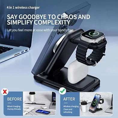 2024 New 3 in 1 foldable magnetic wireless charger 1 wireless x55 3-in-1for iPhone