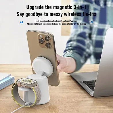2024 NEW multifunction 15W Fast Charging 3 In 1 Foldable Magnetic Wireless Charger Cube