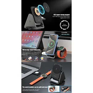 Multifunction 15W Wireless Charger 3 In 1 Folding 15W Fast Magnetic Special Charger Cell Phone Qi Wireless Charger For phone