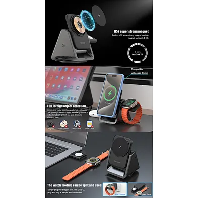 Multifunction 15W Wireless Charger 3 In 1 Folding 15W Fast Magnetic Special Charger Cell Phone Qi Wireless Charger For phone