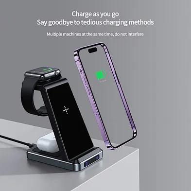 2024  multifunction aluminum wireless charger 20W 3  In 1 Wireless Charger Stand