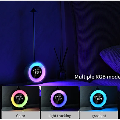 Table Lamp Dual Light Metal Smart Digital Desk Clocks For Home Wake Up Natural Sound Adjustment Night Portable Led Alarm Clockss