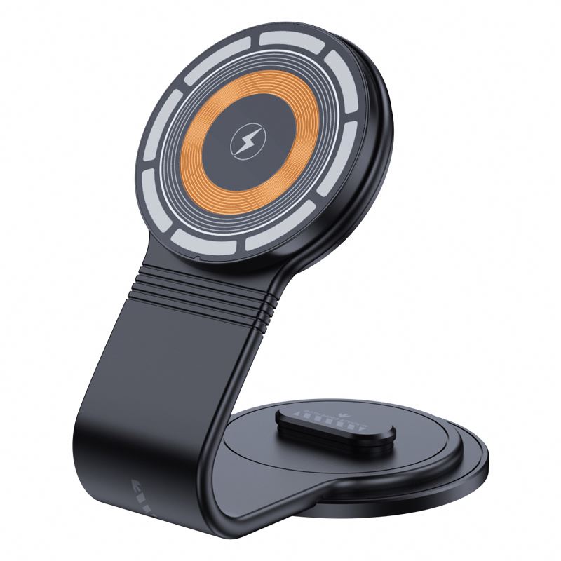 2024 New 180 Degree Bending Universal Aluminum Magnetic  15W Car Dashboard Wireless Cell Phone Holder for phone15 Tesla Screen
