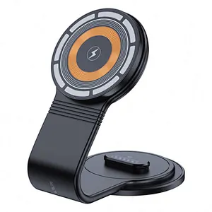 2024 New 180 Degree Bending Universal Aluminum Magnetic  15W Car Dashboard Wireless Cell Phone Holder for phone15 Tesla Screen