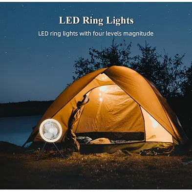 2024 multifunction high quality Desk Portable Fans Usb Rotating Led Fan Camping Battery Rechargeable Fan