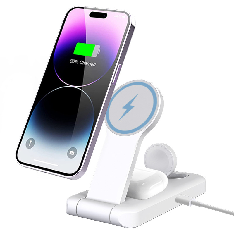 2024 Fast charging  Qi 30W Wireless Charger 3 In 1  Magnetic Foldable Wireless charger